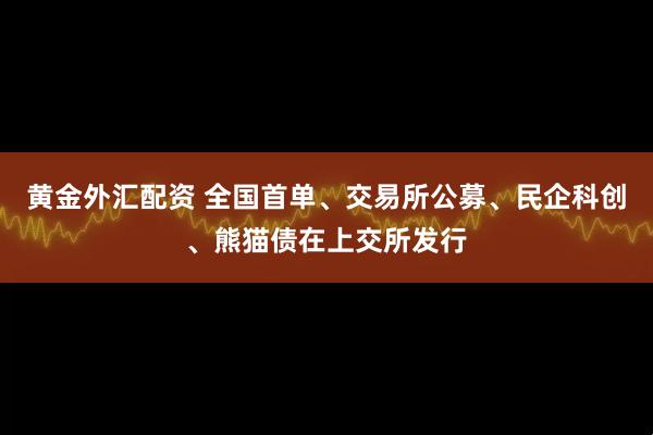 黄金外汇配资 全国首单、交易所公募、民企科创、熊猫债在上交所发行